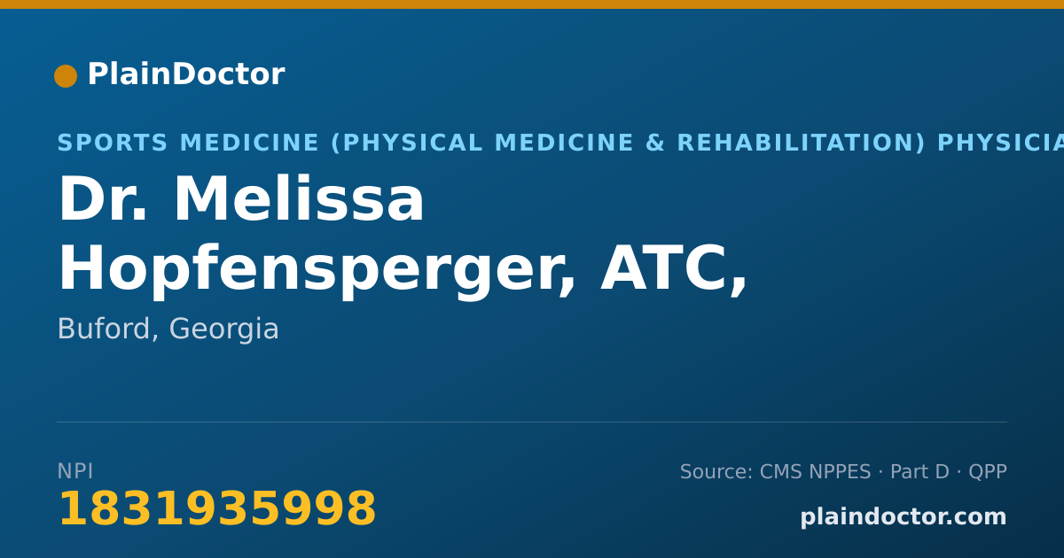 Shareable card for Melissa Hopfensperger, ATC, LAT - Sports Medicine (Physical Medicine & Rehabilitation) Physician, Buford, GA