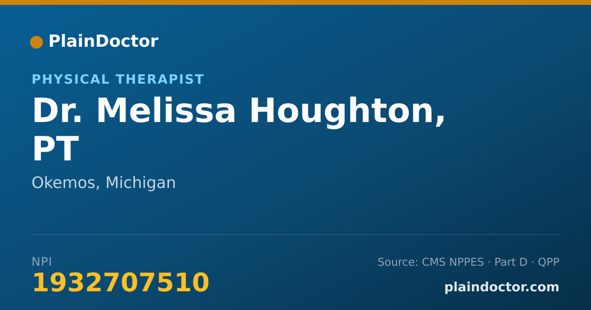 Shareable card for Melissa Houghton, PT - Physical Therapist, Okemos, MI