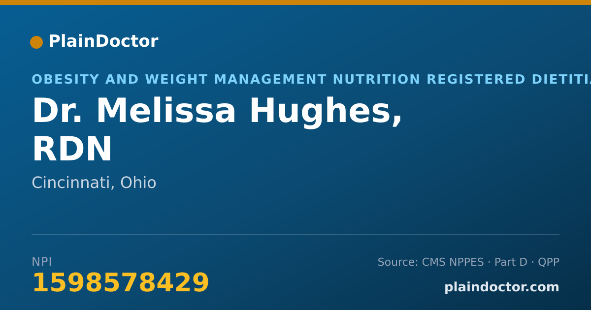 Shareable card for Melissa Hughes, RDN - Obesity and Weight Management Nutrition Registered Dietitian, Cincinnati, OH