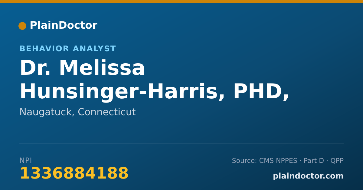 Shareable card for Melissa Hunsinger-Harris, PHD, BCBA-D - Behavior Analyst, Naugatuck, CT