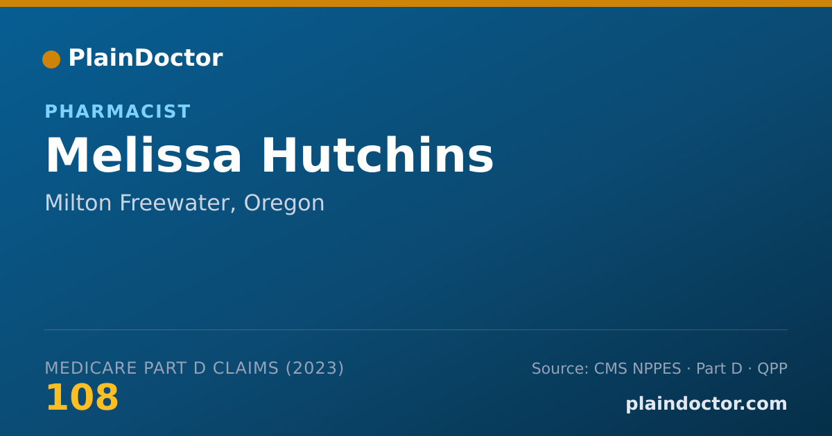 Shareable card for Melissa Hutchins - Pharmacist, Milton Freewater, OR