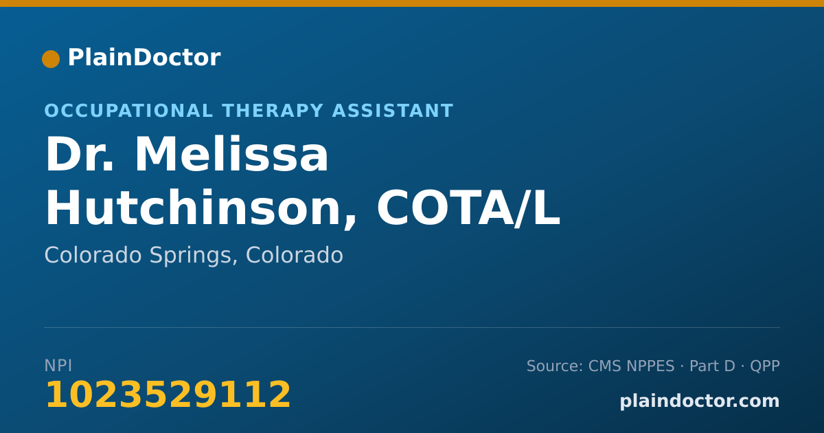 Shareable card for Melissa Hutchinson, COTA/L - Occupational Therapy Assistant, Colorado Springs, CO