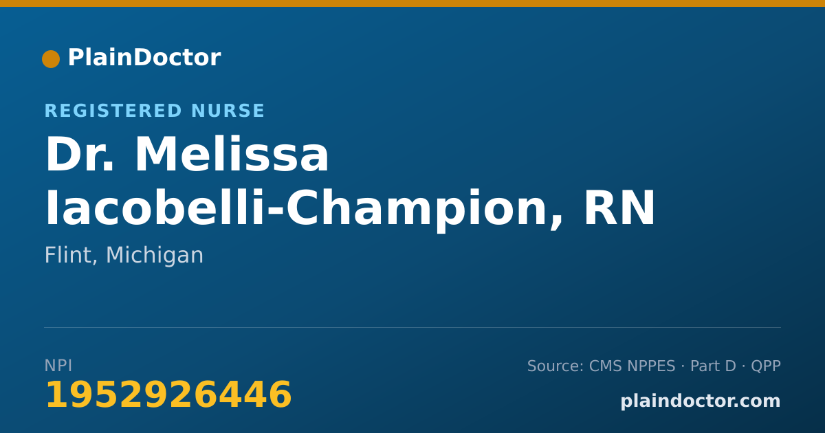 Shareable card for Melissa Iacobelli-Champion, RN - Registered Nurse, Flint, MI