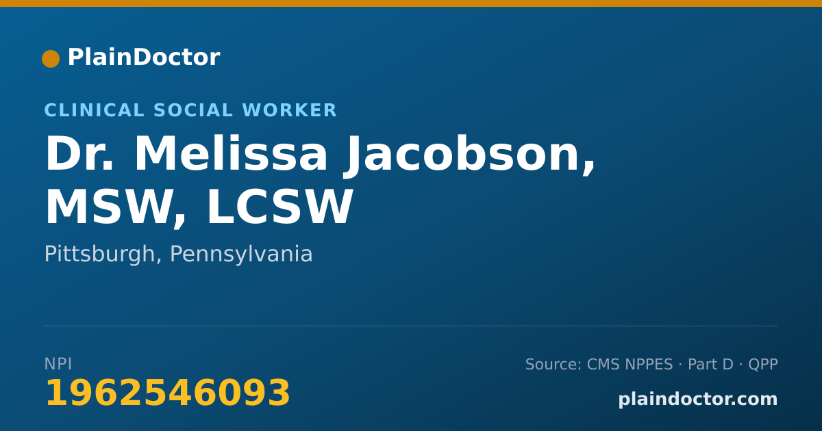 Shareable card for Melissa Jacobson, MSW, LCSW - Clinical Social Worker, Pittsburgh, PA