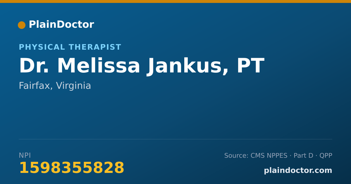 Shareable card for Melissa Jankus, PT - Physical Therapist, Fairfax, VA