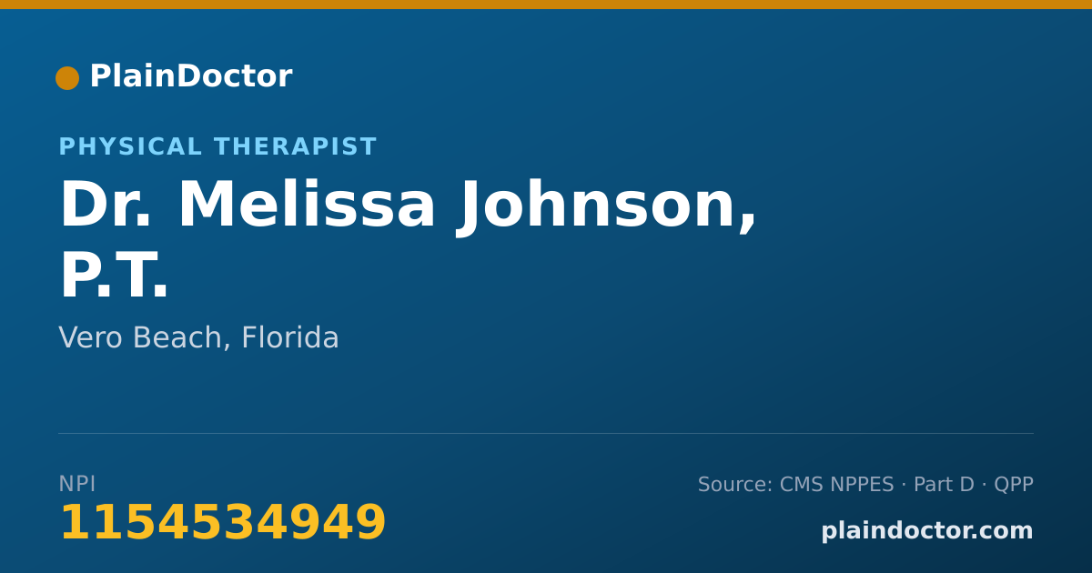 Shareable card for Melissa Johnson, P.T. - Physical Therapist, Vero Beach, FL