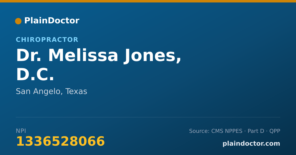 Shareable card for Melissa Jones, D.C. - Chiropractor, San Angelo, TX