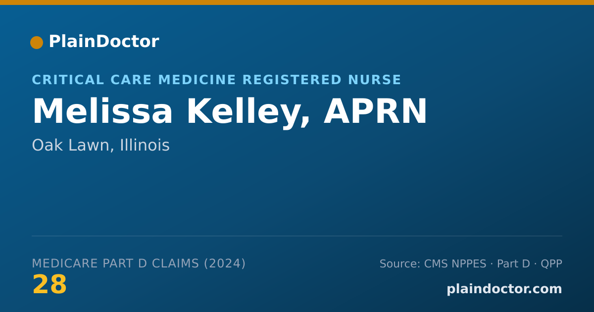 Shareable card for Melissa Kelley, APRN - Critical Care Medicine Registered Nurse, Oak Lawn, IL