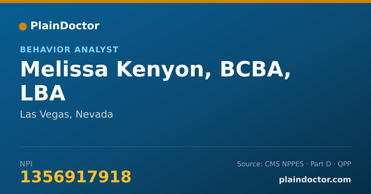 Shareable card for Melissa Kenyon, BCBA, LBA - Behavior Analyst, Las Vegas, NV