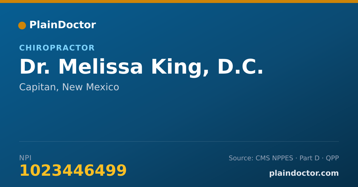 Shareable card for Melissa King, D.C. - Chiropractor, Capitan, NM