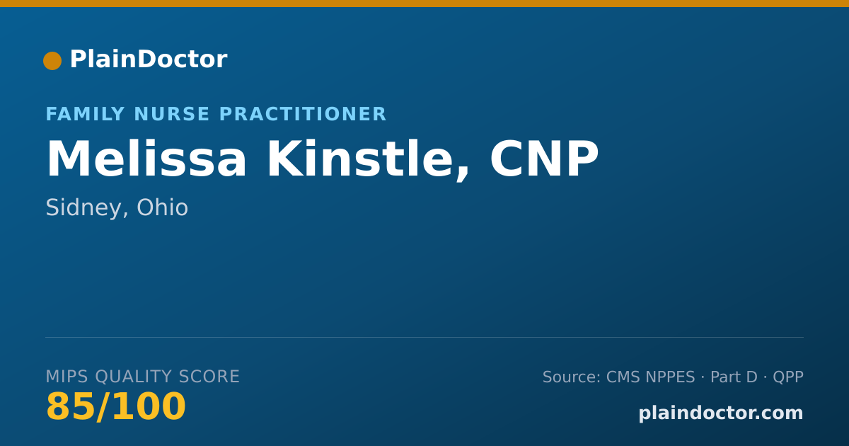 Shareable card for Melissa Kinstle, CNP - Family Nurse Practitioner, Sidney, OH
