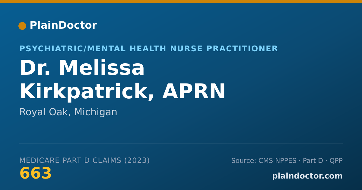 Shareable card for Melissa Kirkpatrick, APRN - Psychiatric/Mental Health Nurse Practitioner, Royal Oak, MI