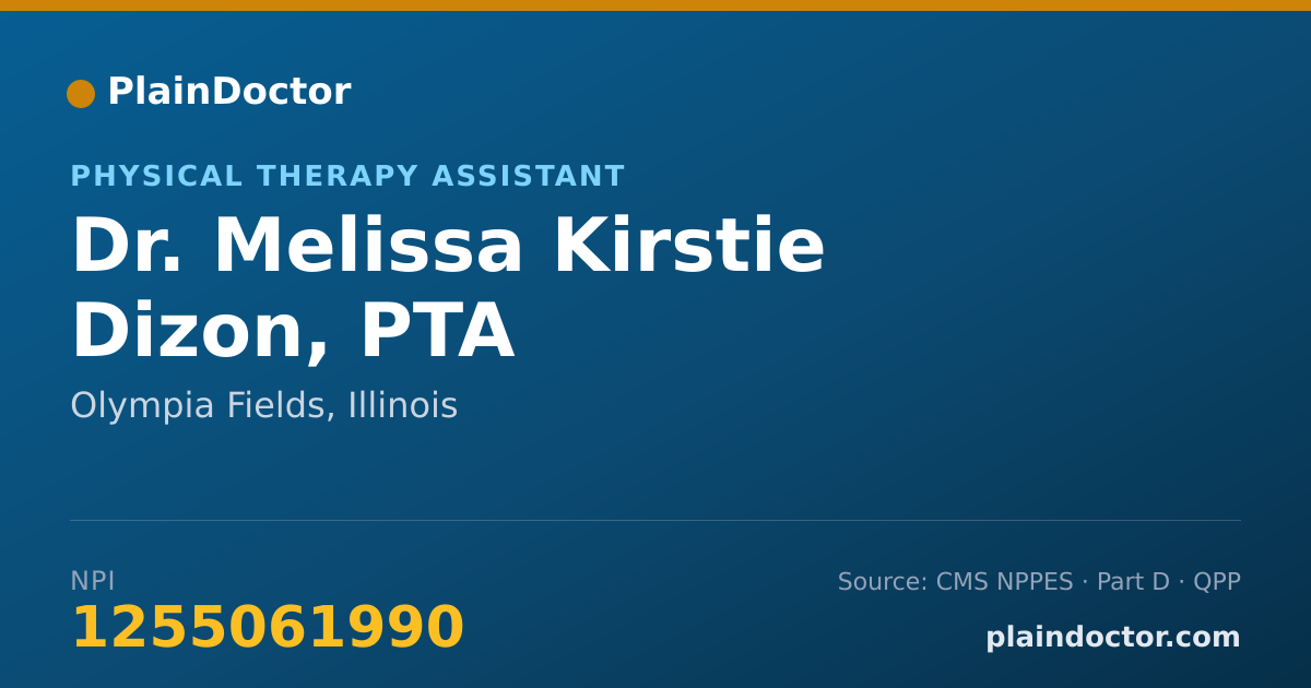 Shareable card for Melissa Kirstie Dizon, PTA - Physical Therapy Assistant, Olympia Fields, IL