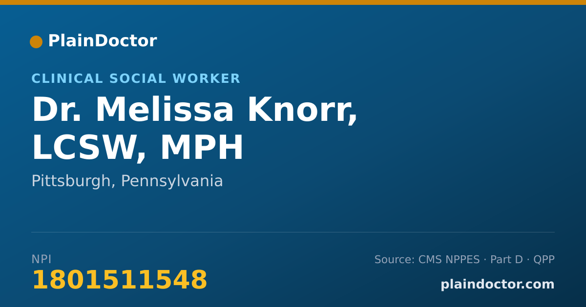 Shareable card for Melissa Knorr, LCSW, MPH - Clinical Social Worker, Pittsburgh, PA