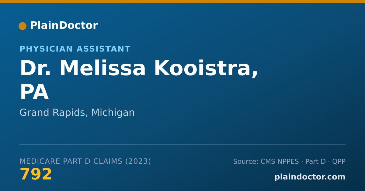 Shareable card for Melissa Kooistra, PA - Physician Assistant, Grand Rapids, MI