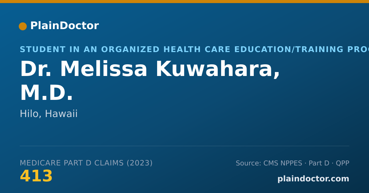 Shareable card for Melissa Kuwahara, M.D. - Student in an Organized Health Care Education/Training Program, Hilo, HI