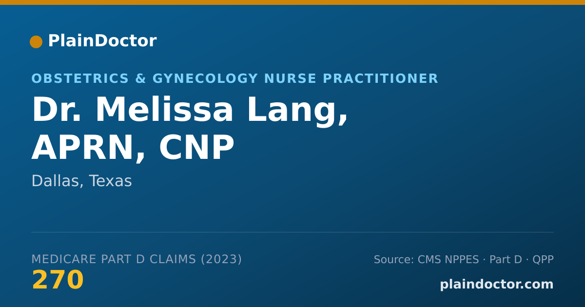 Shareable card for Melissa Lang, APRN, CNP - Obstetrics & Gynecology Nurse Practitioner, Dallas, TX
