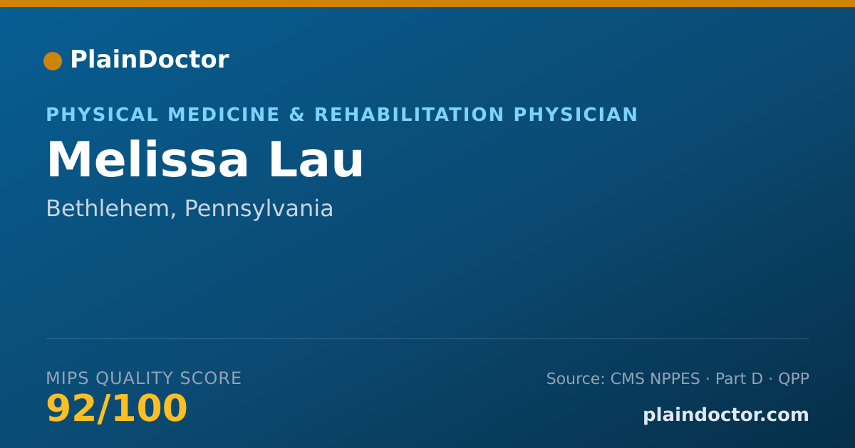 Shareable card for Melissa Lau - Internal Medicine Physician, Bethlehem, PA
