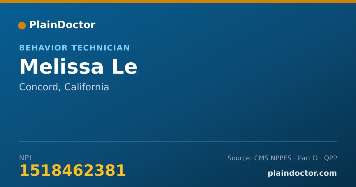 Shareable card for Melissa Le - Behavior Technician, Concord, CA