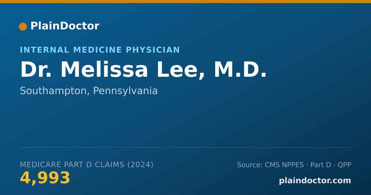 Shareable card for Melissa Lee, M.D. - Internal Medicine Physician, Southampton, PA