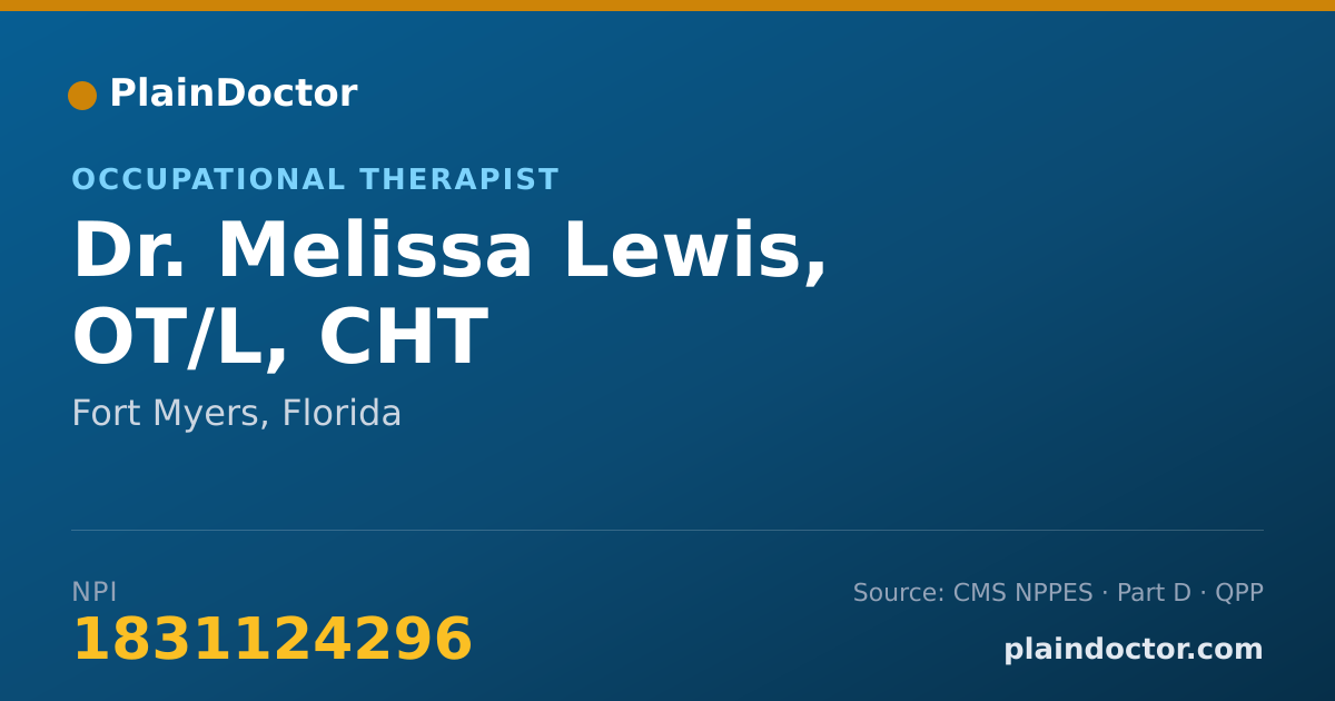 Shareable card for Melissa Lewis, OT/L, CHT - Occupational Therapist, Fort Myers, FL