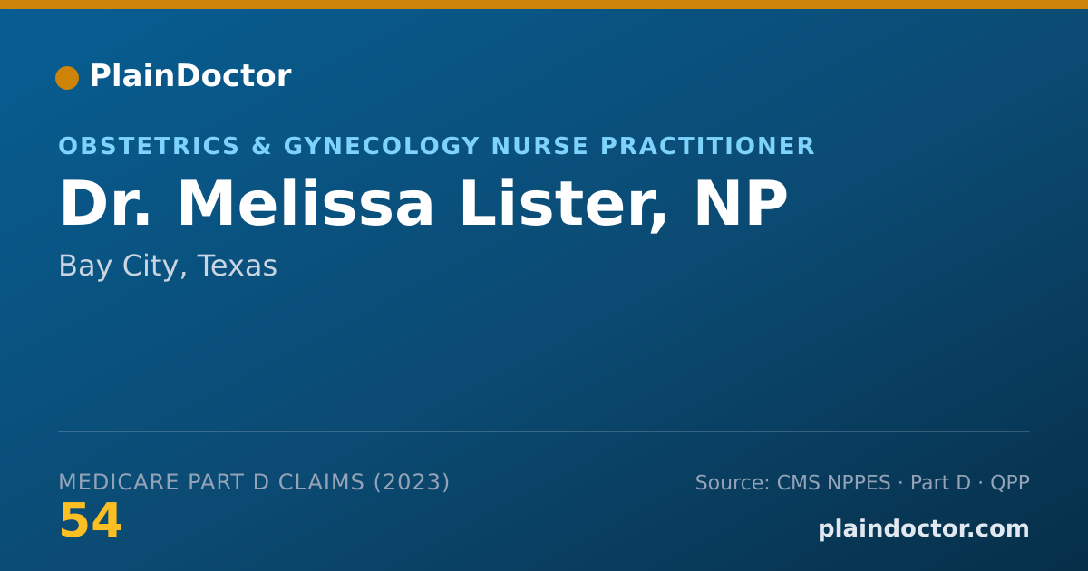 Shareable card for Melissa Lister, NP - Obstetrics & Gynecology Nurse Practitioner, Bay City, TX