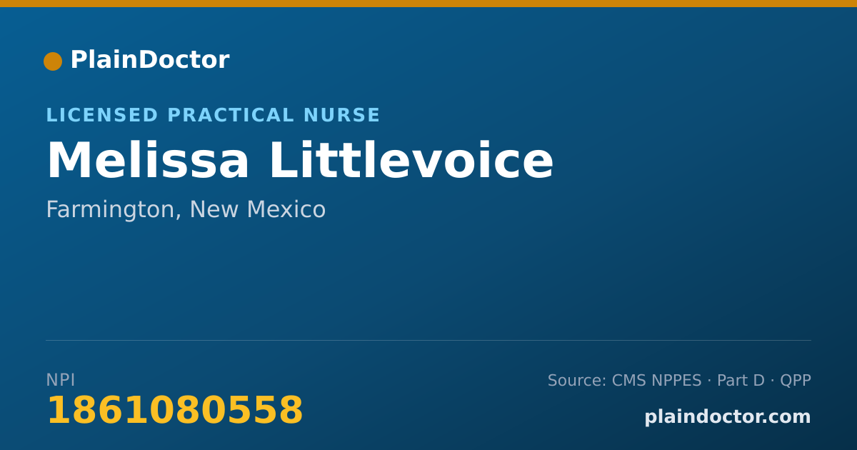 Shareable card for Melissa Littlevoice - Licensed Practical Nurse, Farmington, NM