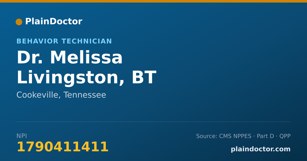 Shareable card for Melissa Livingston, BT - Behavior Technician, Cookeville, TN