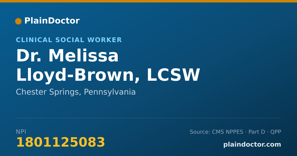 Shareable card for Melissa Lloyd-Brown, LCSW - Clinical Social Worker, Chester Springs, PA