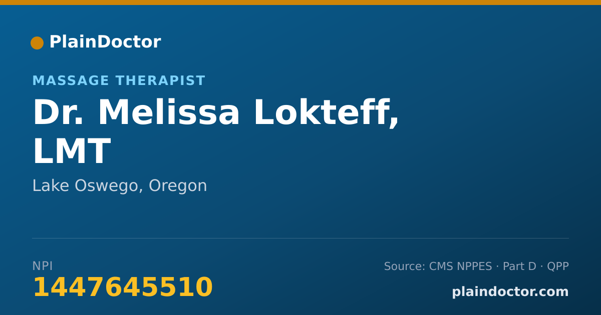 Shareable card for Melissa Lokteff, LMT - Massage Therapist, Lake Oswego, OR