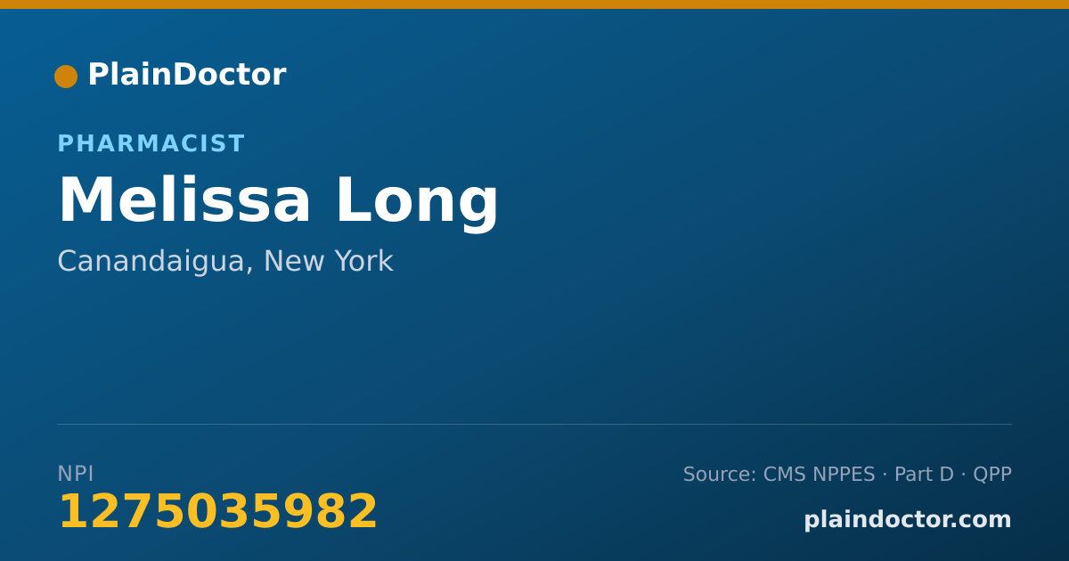 Shareable card for Melissa Long - Pharmacist, Canandaigua, NY