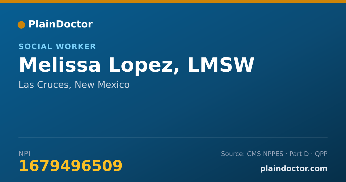 Shareable card for Melissa Lopez, LMSW - Social Worker, Las Cruces, NM