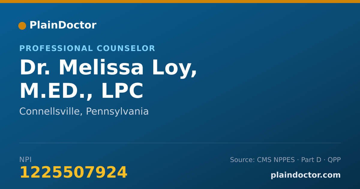 Shareable card for Melissa Loy, M.ED., LPC - Professional Counselor, Connellsville, PA