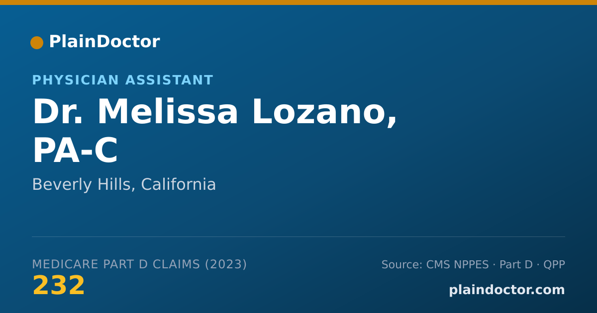 Shareable card for Melissa Lozano, PA-C - Physician Assistant, Beverly Hills, CA