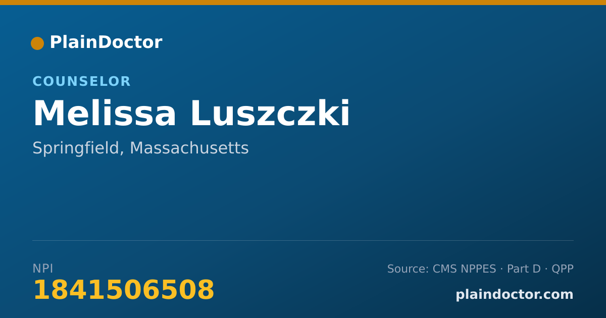 Shareable card for Melissa Luszczki - Counselor, Springfield, MA