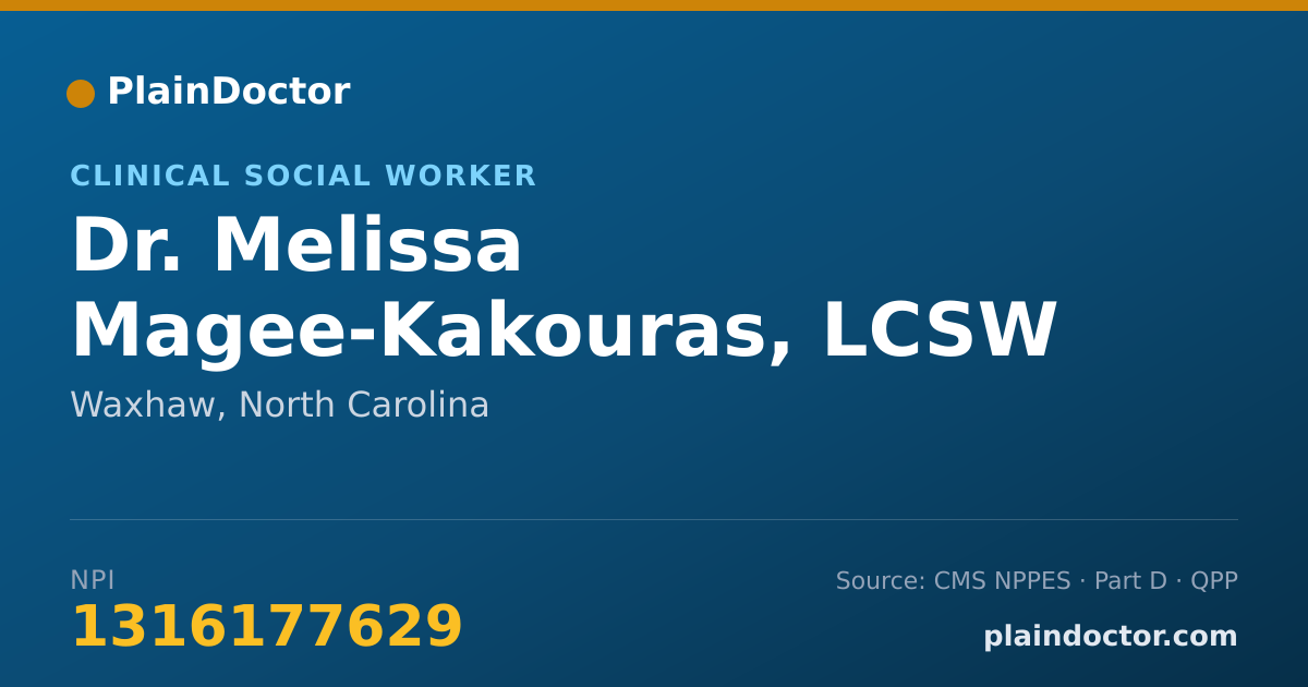 Shareable card for Melissa Magee-Kakouras, LCSW - Clinical Social Worker, Waxhaw, NC