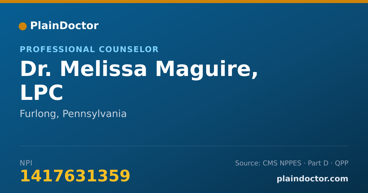 Shareable card for Melissa Maguire, LPC - Professional Counselor, Furlong, PA