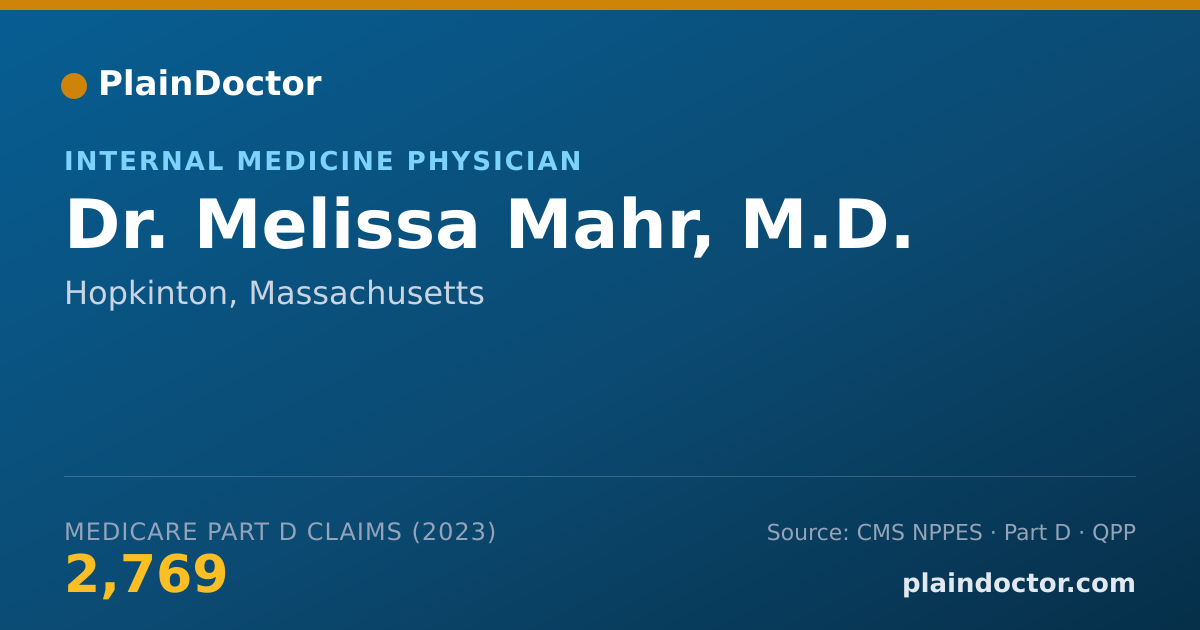 Shareable card for Melissa Mahr, M.D. - Internal Medicine Physician, Hopkinton, MA