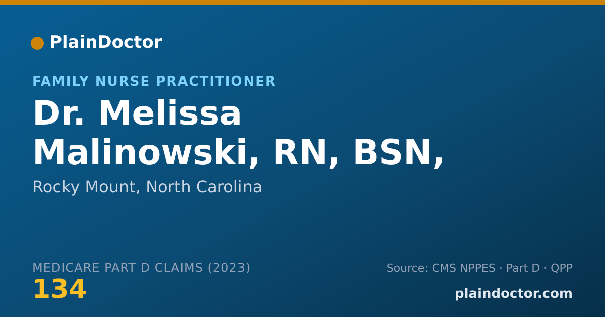Shareable card for Melissa Malinowski, RN, BSN, MSN, NP-C - Family Nurse Practitioner, Rocky Mount, NC
