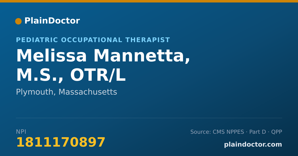 Shareable card for Melissa Mannetta, M.S., OTR/L - Pediatric Occupational Therapist, Plymouth, MA
