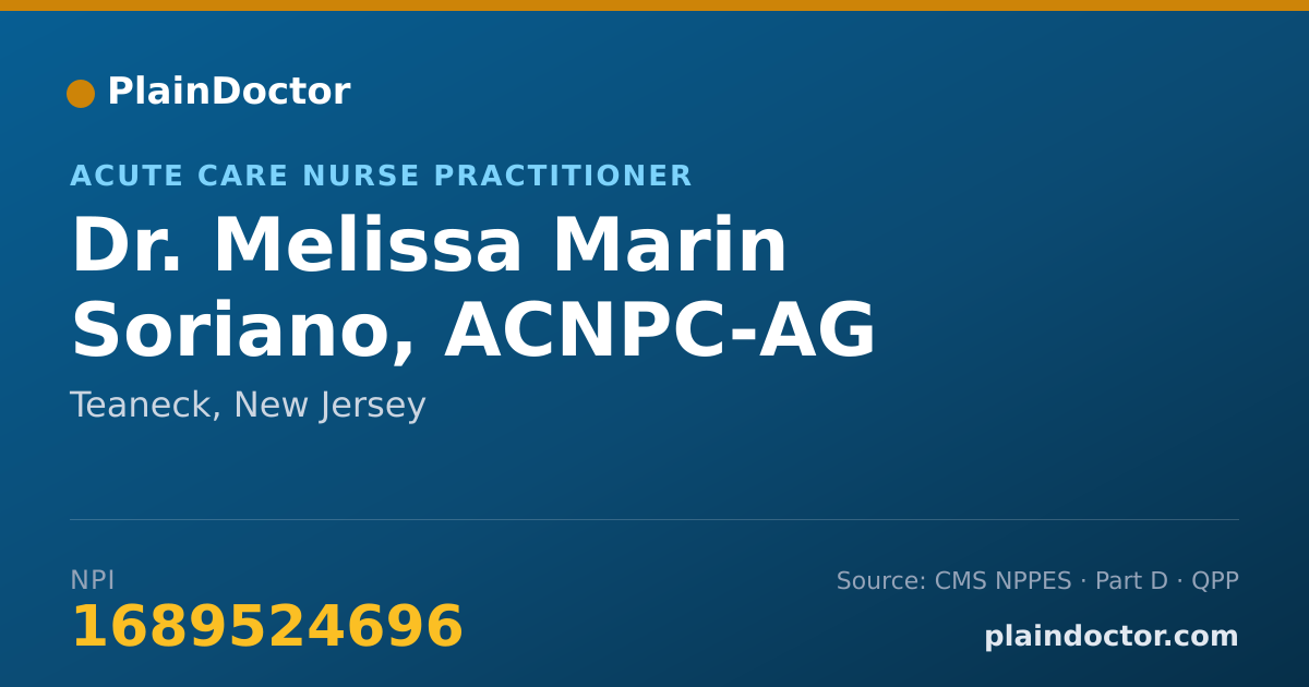 Shareable card for Melissa Marin Soriano, ACNPC-AG - Acute Care Nurse Practitioner, Teaneck, NJ