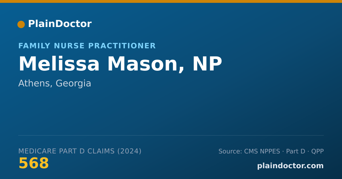 Shareable card for Melissa Mason, NP - Family Nurse Practitioner, Athens, GA