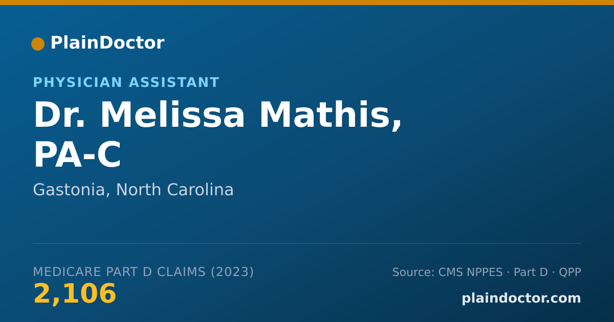 Shareable card for Melissa Mathis, PA-C - Physician Assistant, Gastonia, NC