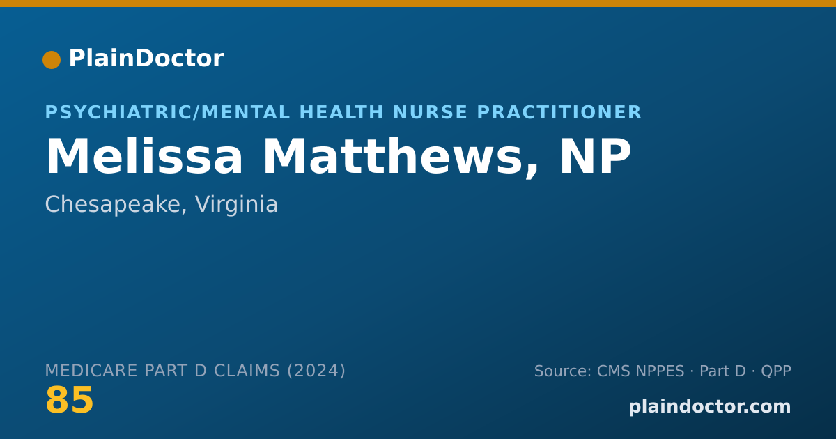 Shareable card for Melissa Matthews, NP - Family Nurse Practitioner, Chesapeake, VA