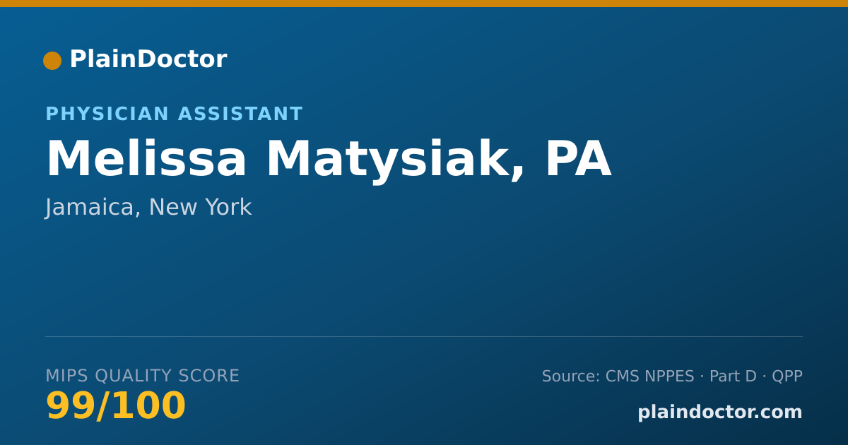 Shareable card for Melissa Matysiak, PA - Physician Assistant, Jamaica, NY