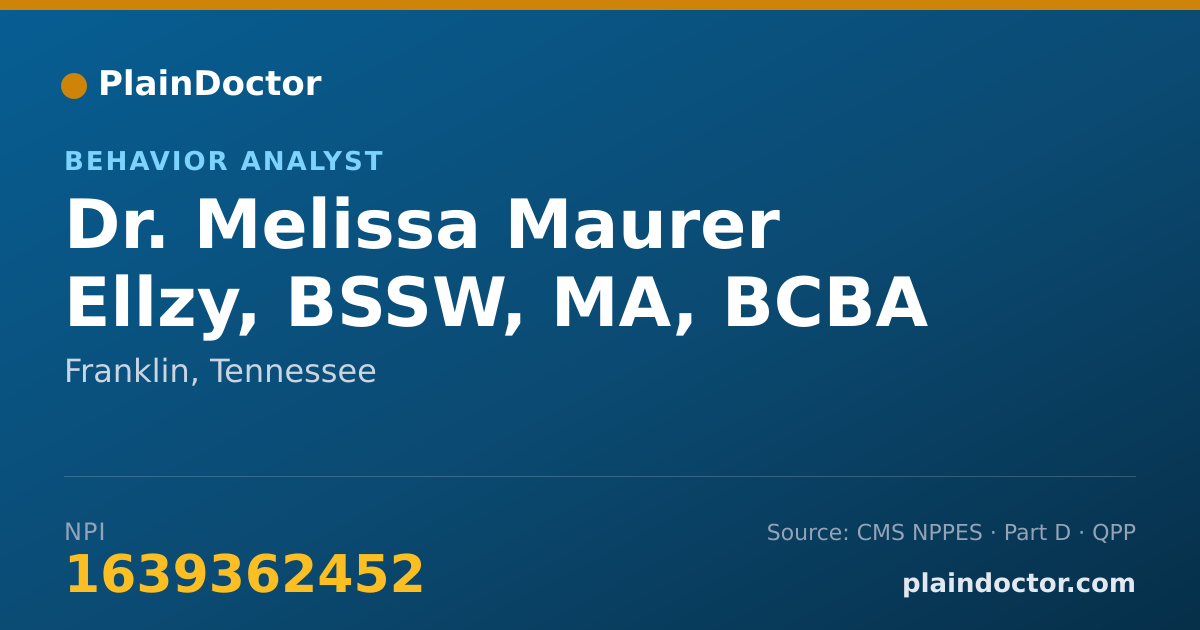 Shareable card for Melissa Maurer Ellzy, BSSW, MA, BCBA - Behavior Analyst, Franklin, TN