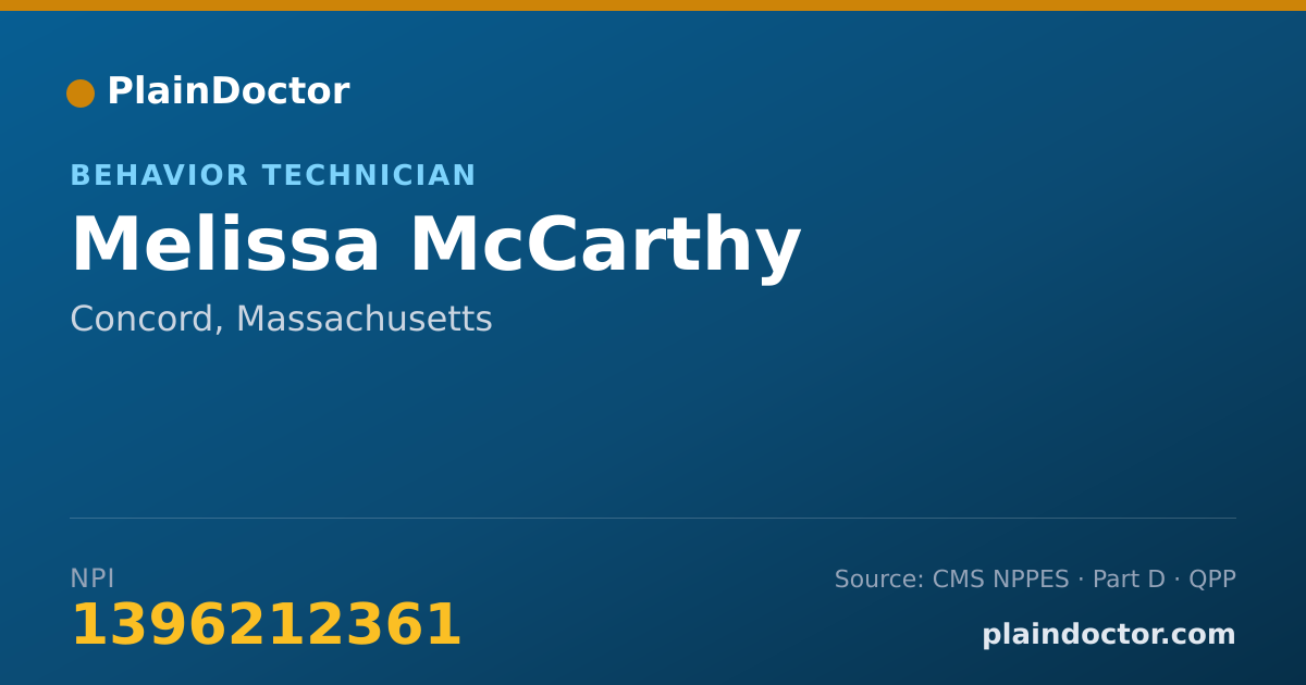Shareable card for Melissa McCarthy - Behavior Technician, Concord, MA
