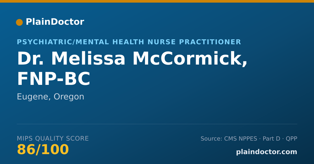 Shareable card for Melissa McCormick, FNP-BC - Psychiatric/Mental Health Nurse Practitioner, Eugene, OR