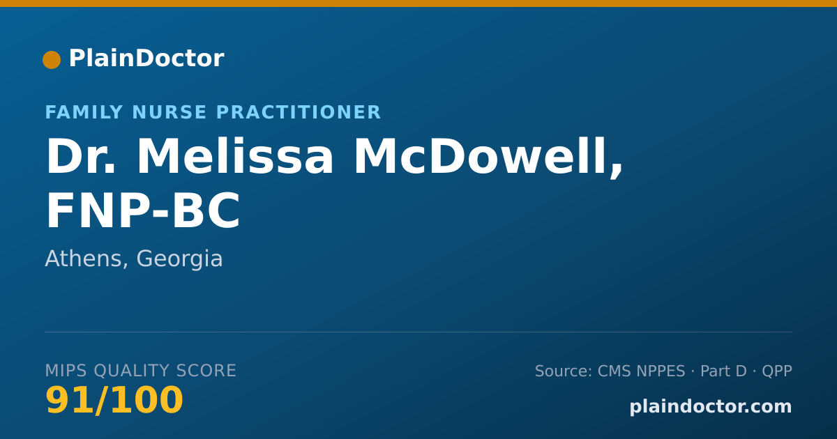 Shareable card for Melissa McDowell, FNP-BC - Family Nurse Practitioner, Athens, GA