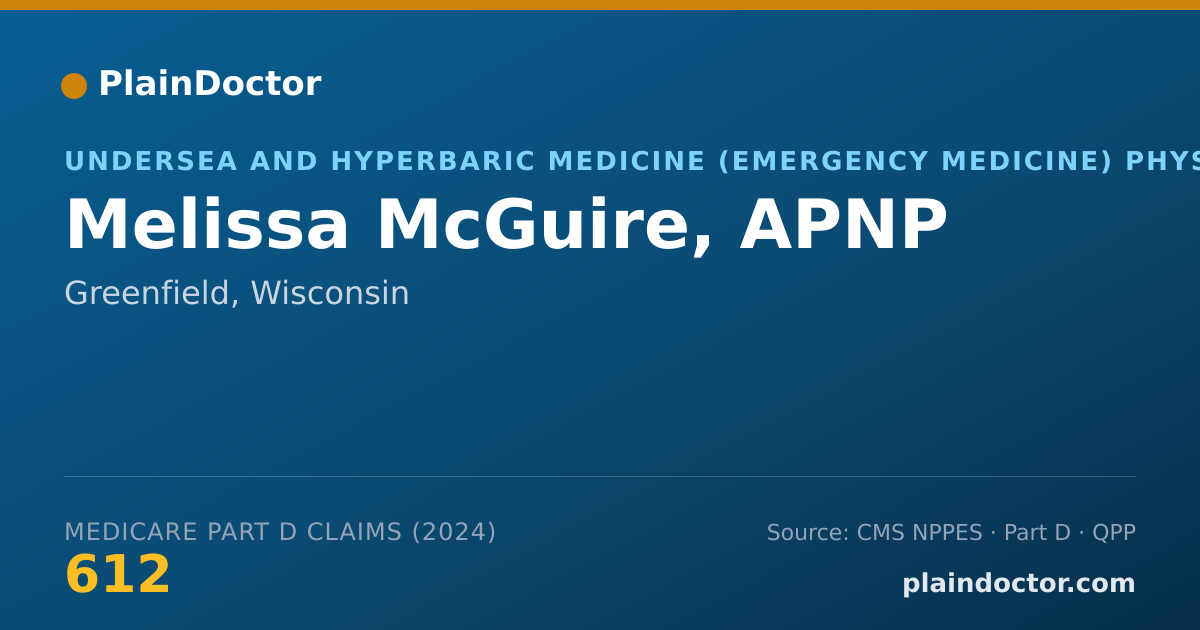 Shareable card for Melissa McGuire, APNP - Undersea and Hyperbaric Medicine (Emergency Medicine) Physician, Greenfield, WI